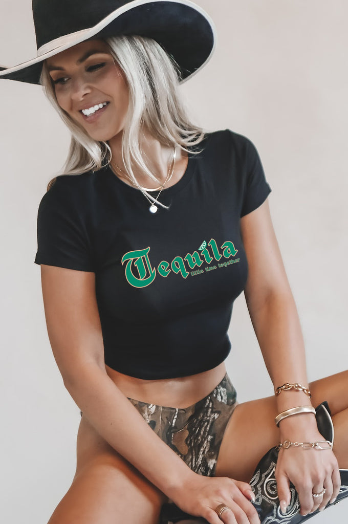 Tequila Little Lime Together black crop baby tee 