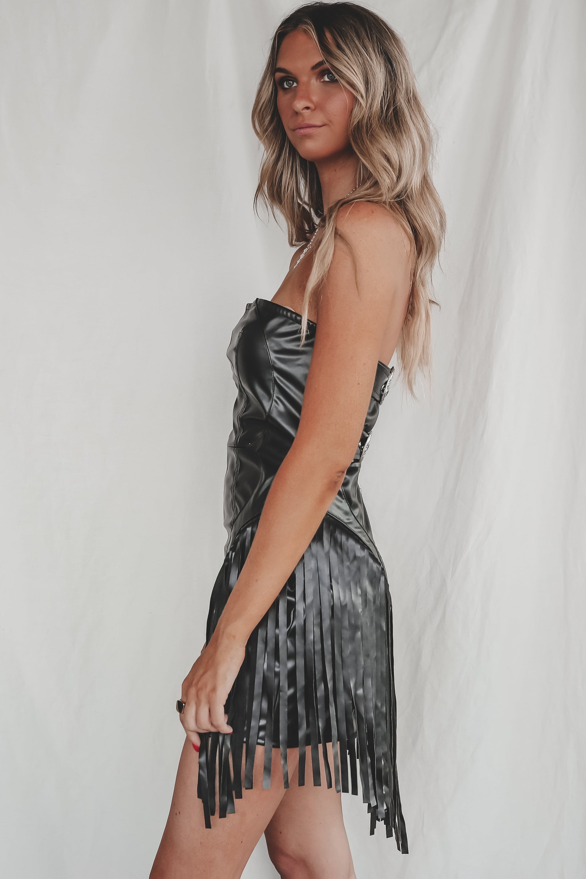 Broadway Stunner Leather Fringe Western Mini Dress – Amazing Lace