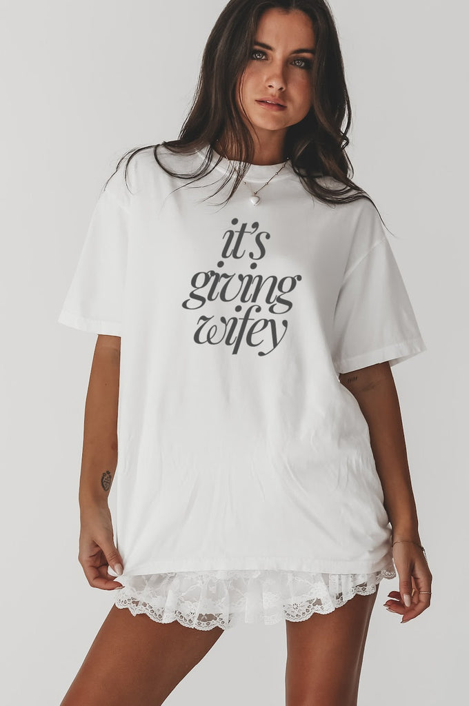 It’s Giving Wifey White Bridal Wedding Tee Comfort Colors Graphic Shirt