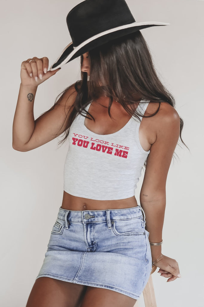 You Look Like You Love Me Country Concert Graphic Womens Cropped Tank Top 