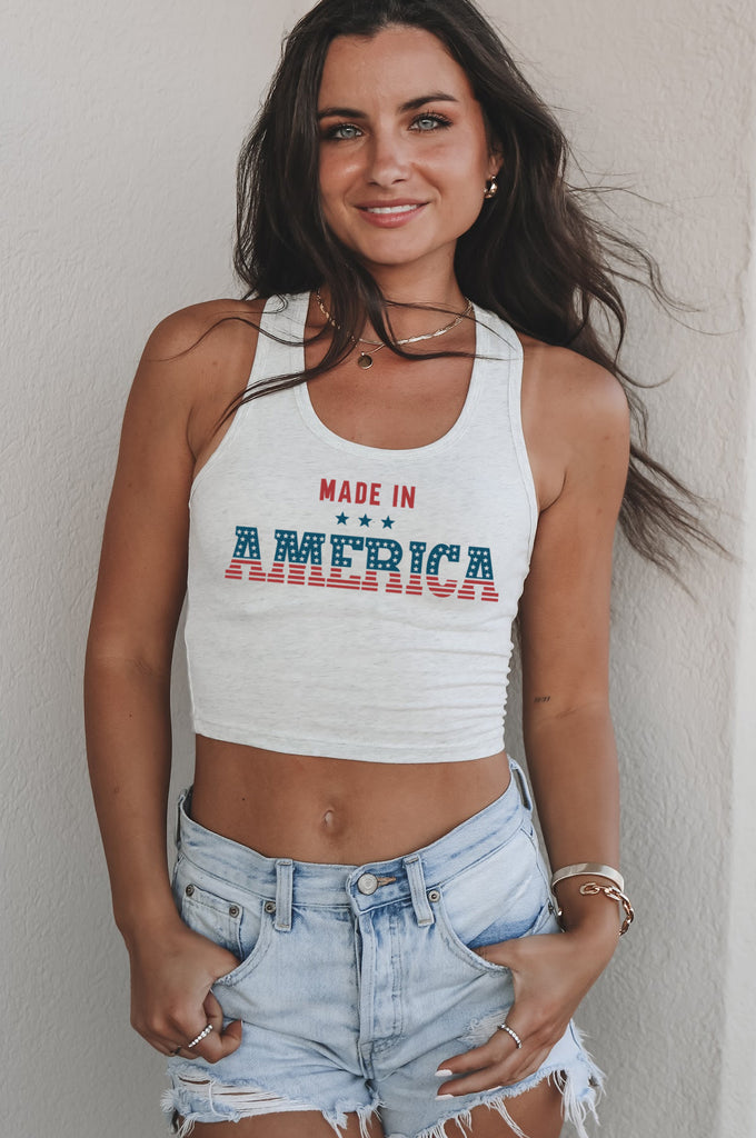 Made in America crop tank top 