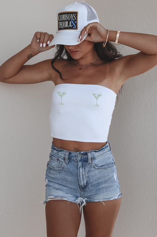 Dirty martini nipple strapless tank top 