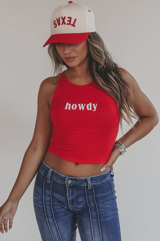Mini Howdy Font Crop Tank Top 