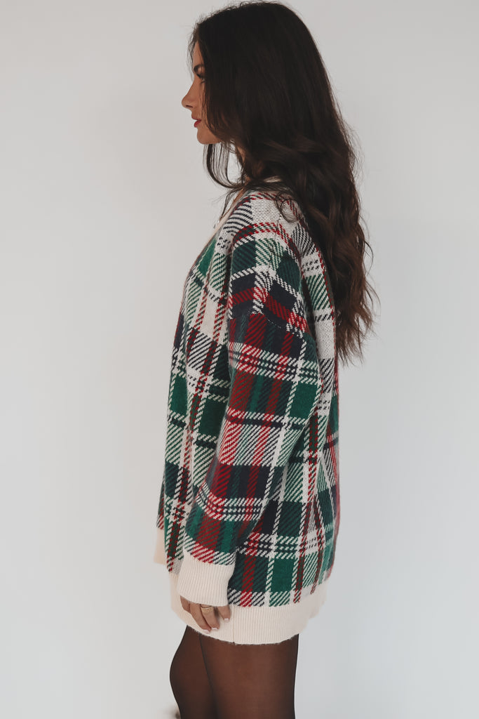 plaid holiday sweater dress tunic sweater christmas