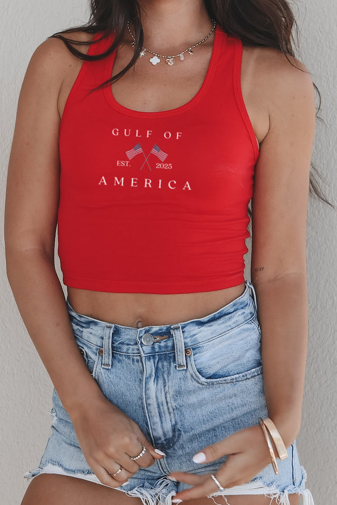 the gulf of america shirt womens tank top patriotic crop tops red