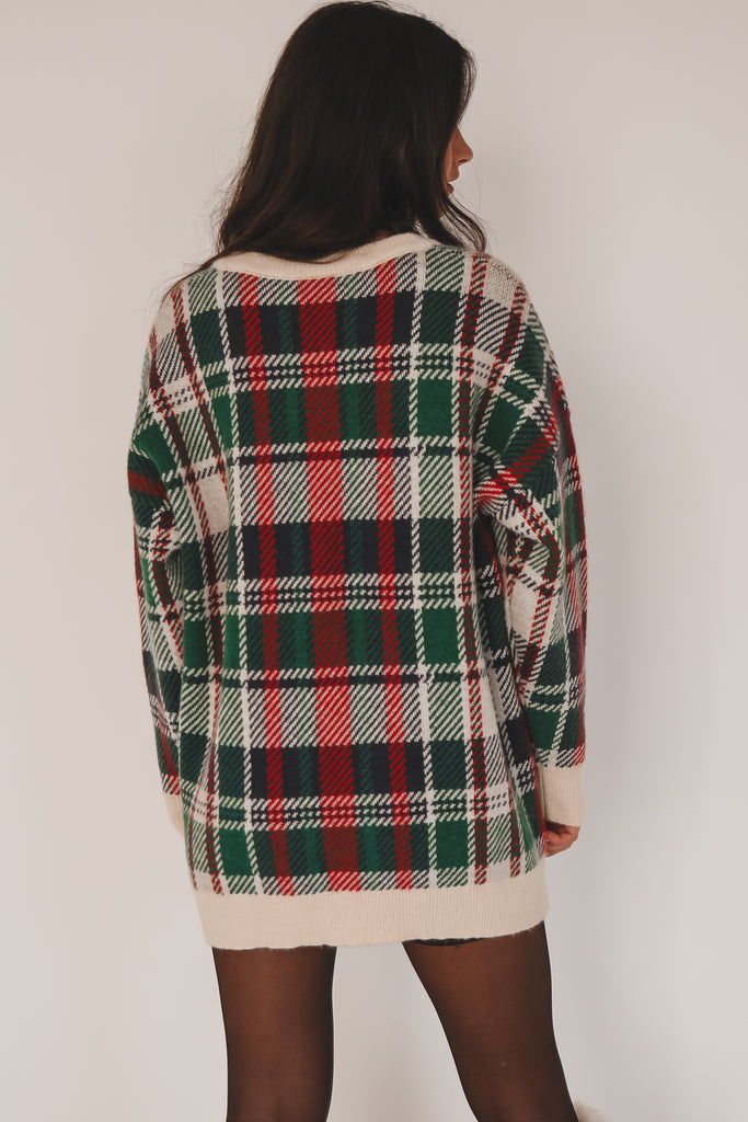plaid holiday sweater dress tunic sweater christmas