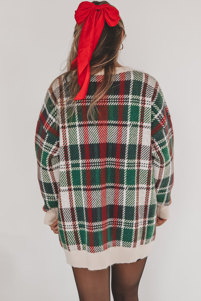 plaid holiday sweater dress tunic sweater christmas
