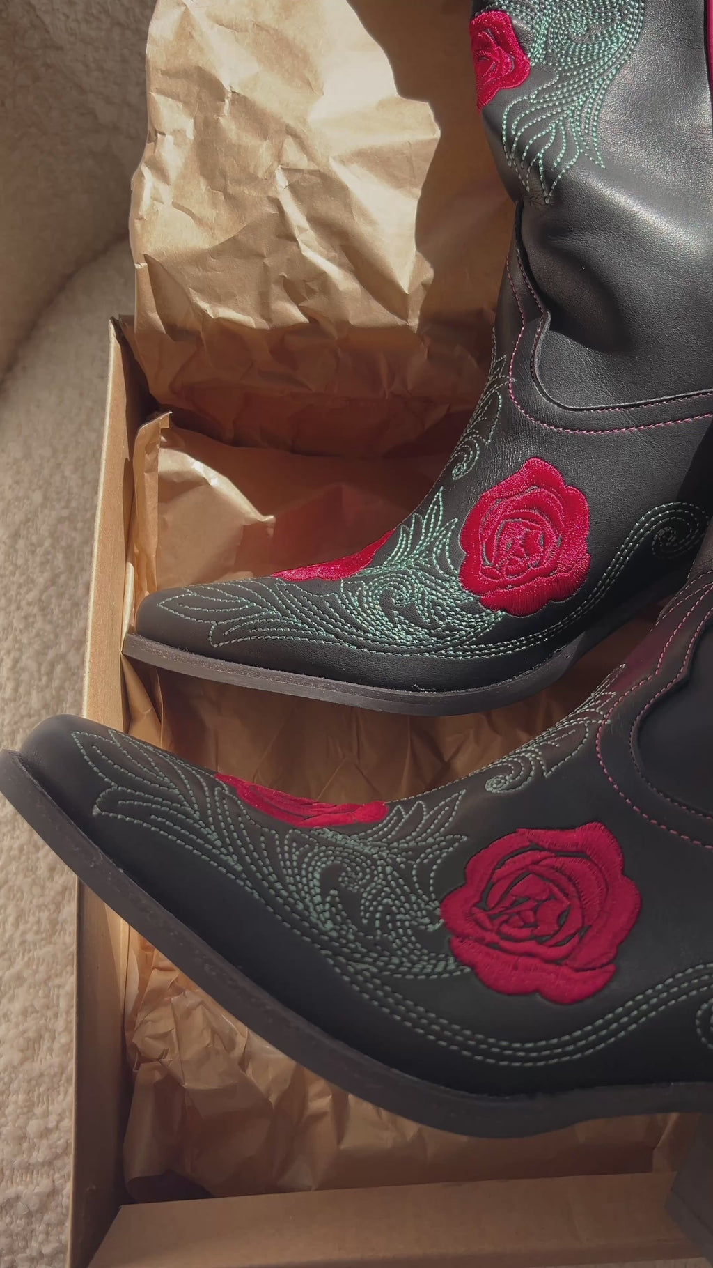 red roses western cowboy boots black leather embroidered cowgirl rose boots black and red 