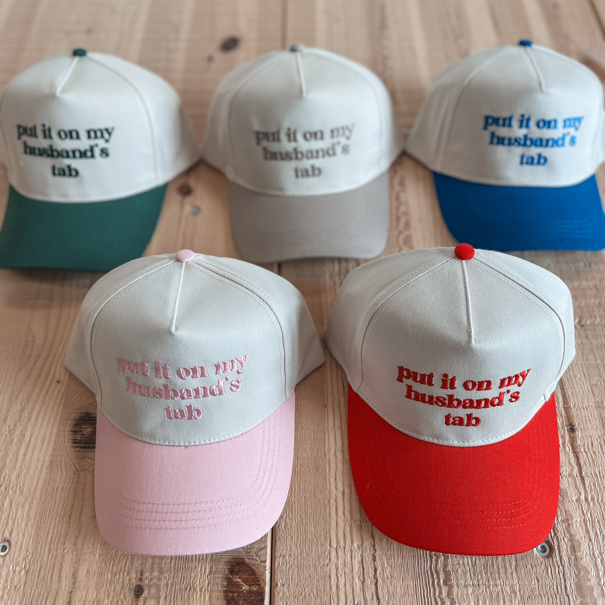 New Put It On My Husband\'s Tab Embroidered Beige & Brown Cap Put it on my Husband Tab – The Mad Hatter Company main image 2