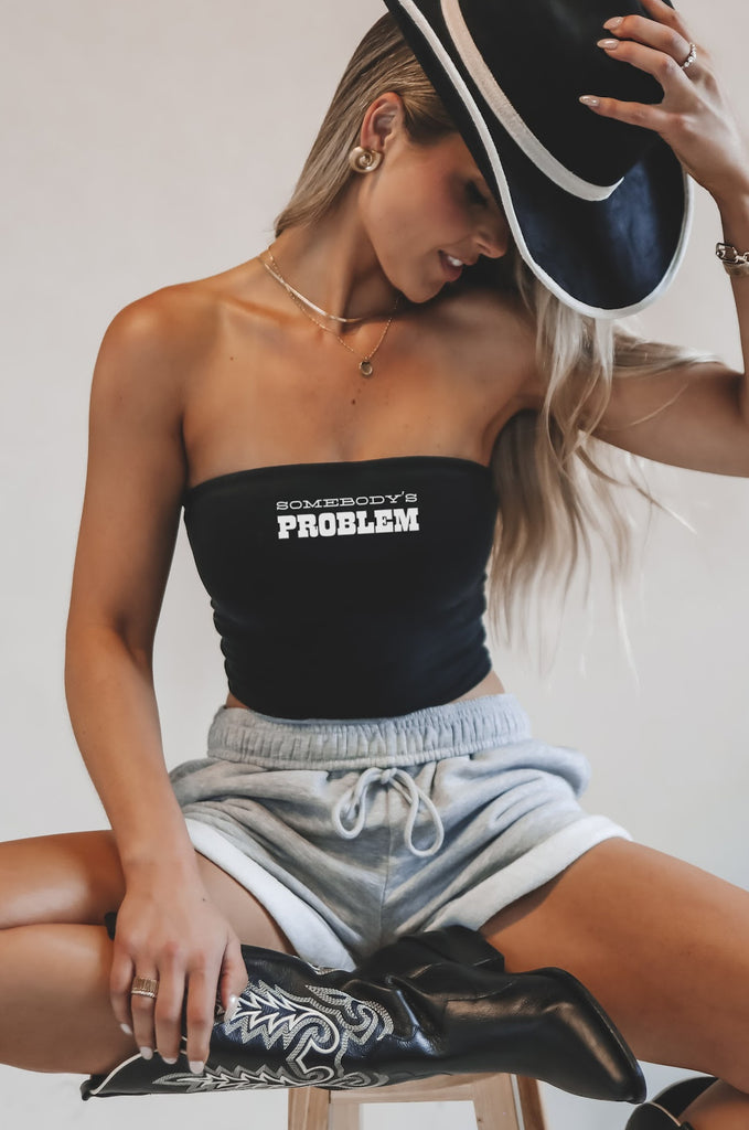Somebody’s Problem Minimalist Black Double Lined Tube Top Tank 