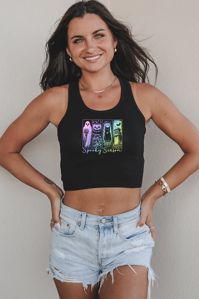 Spooky season black tank top 
