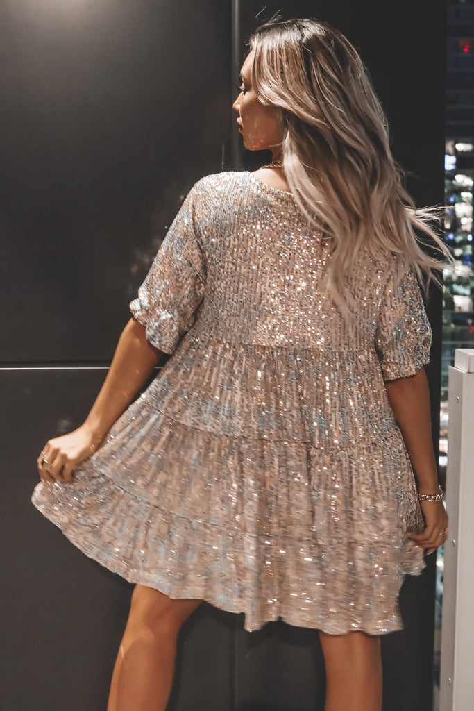 Storia Stacy Sequin Babydoll Dress