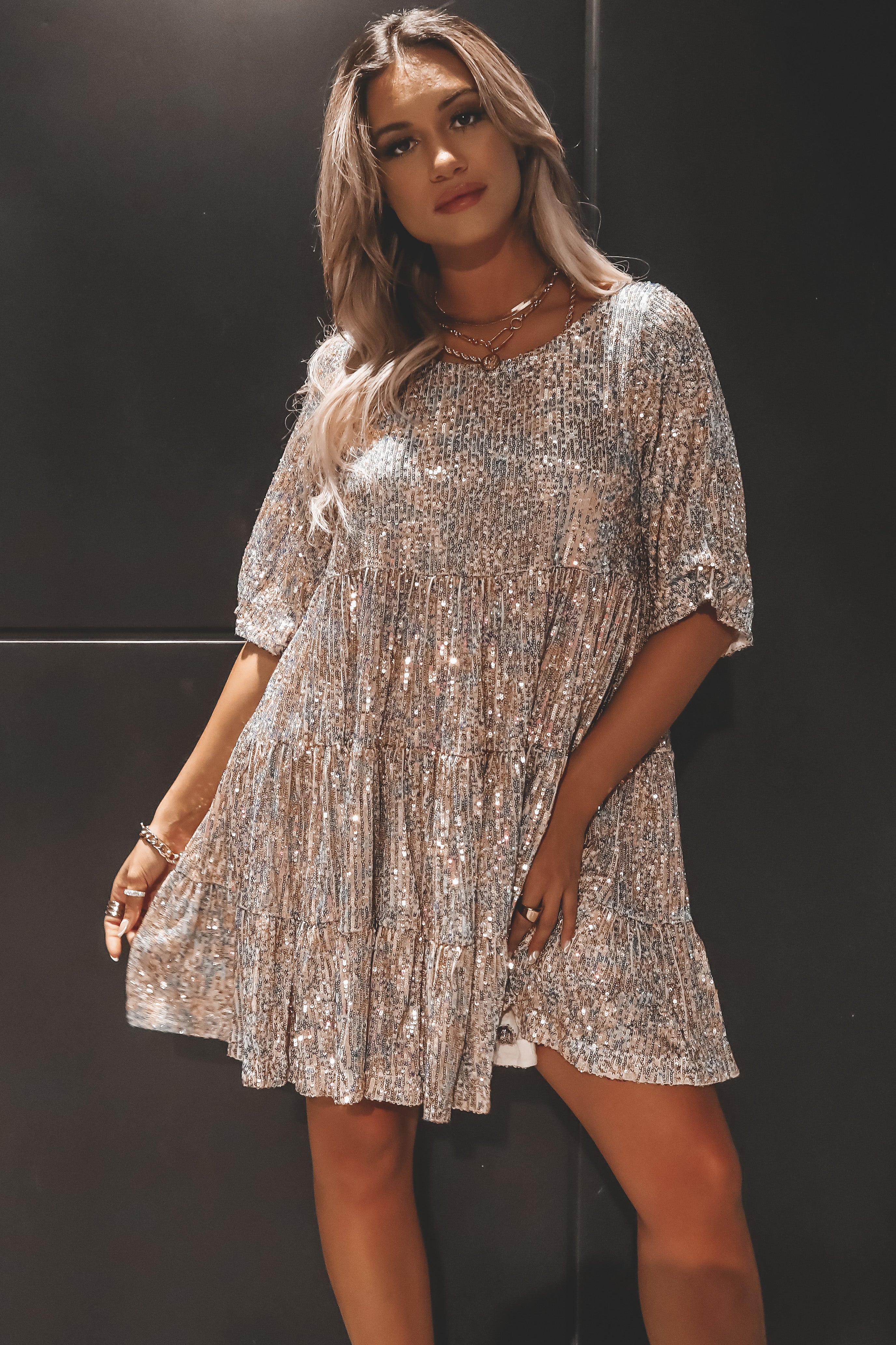 My Queen Sequin Baby Doll Dress – Amazing Lace